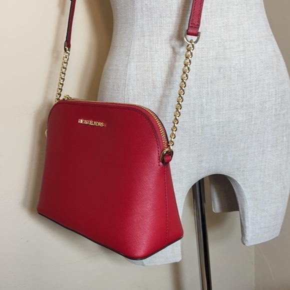 Michael Kors Dome Cindy crossbody leather bag red - Picture 4 of 8